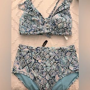 Adore Me High Waisted Multi Color Print Bikini NWT